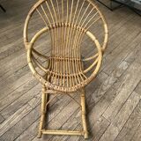 Chaise à bascule en rotin enfant
