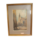 WATERCOLOR 1930 signed VICTOR MAUNIER : PARIS rue des Prêtres Saint Séverin Latin Quarter, 75, frame