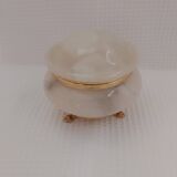 Ivory-colored alabaster box on feet