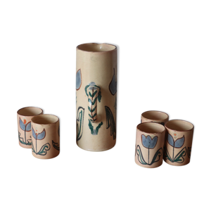 Pichet et 5 verres en céramique Mugnerot vallauris années 50