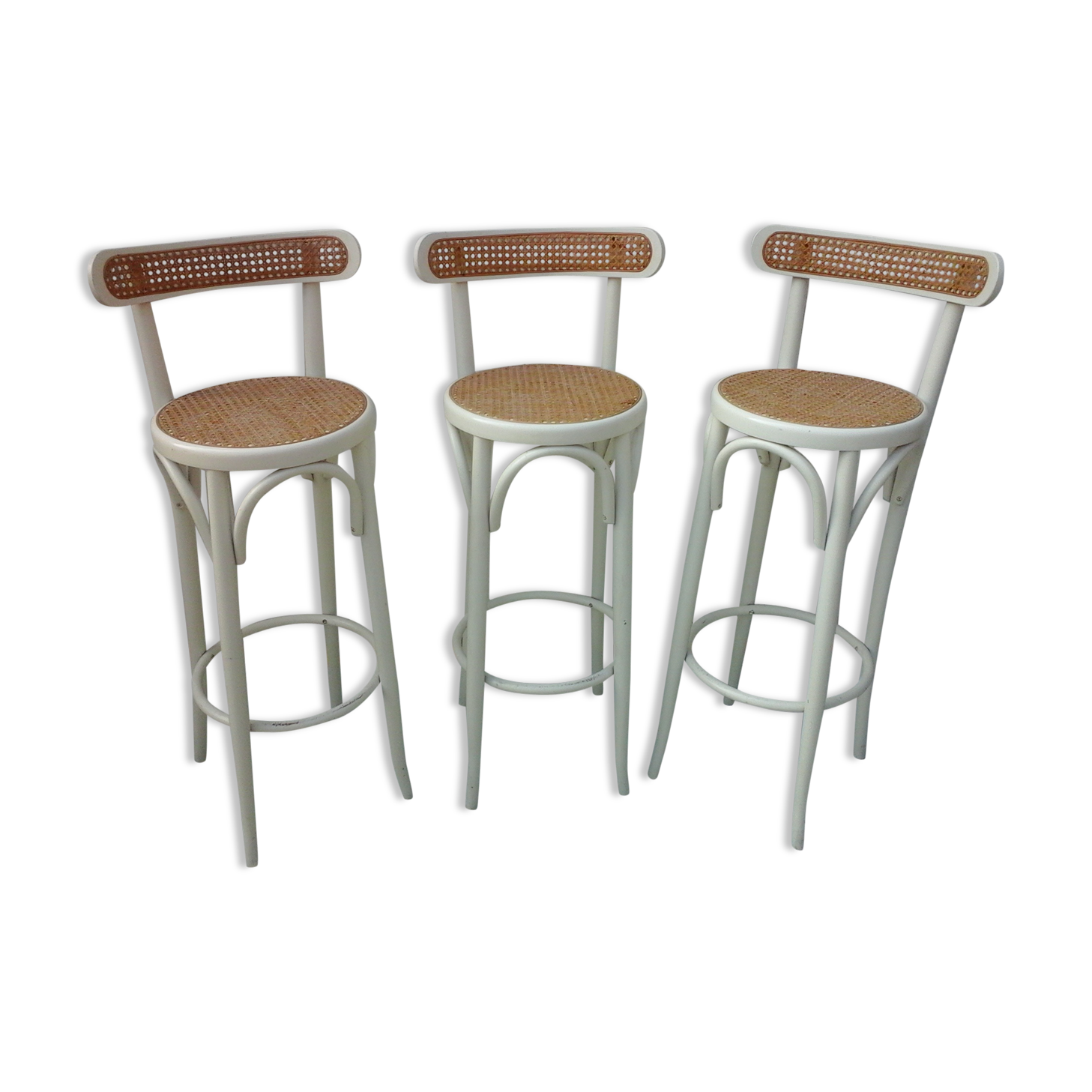 3 high bar cane chairs