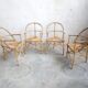 Set of 4 armchairs vintage wood and rattan