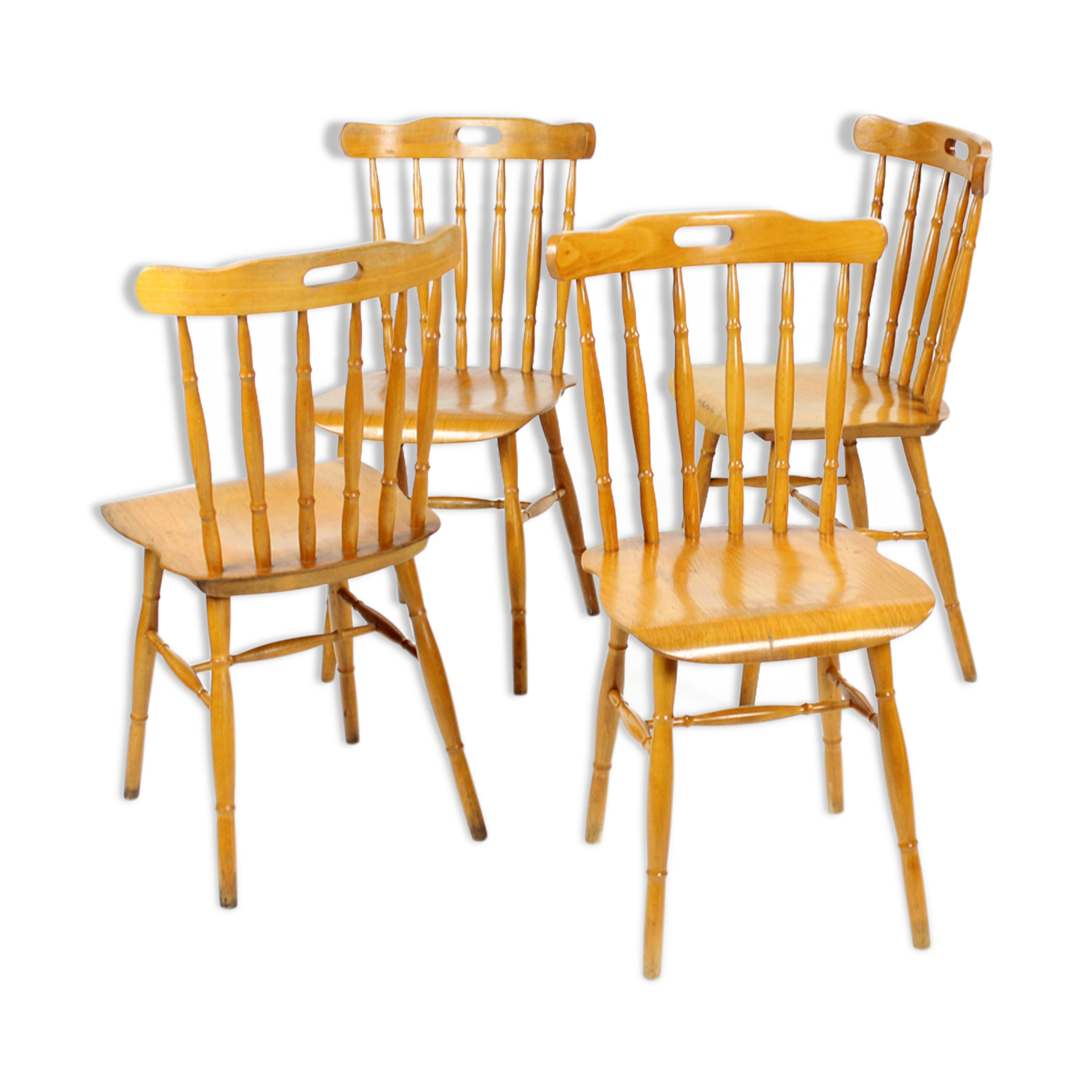 Ensemble de 4 chaises à manger en chêne, Tchécoslovaquie années 1960