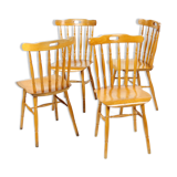 Ensemble de 4 chaises à manger en chêne, Tchécoslovaquie années 1960