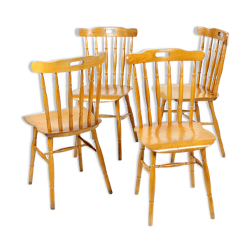 Ensemble de 4 chaises à manger en chêne, Tchécoslovaquie années 1960
