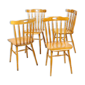 Ensemble de 4 chaises à manger en chêne, Tchécoslovaquie années 1960