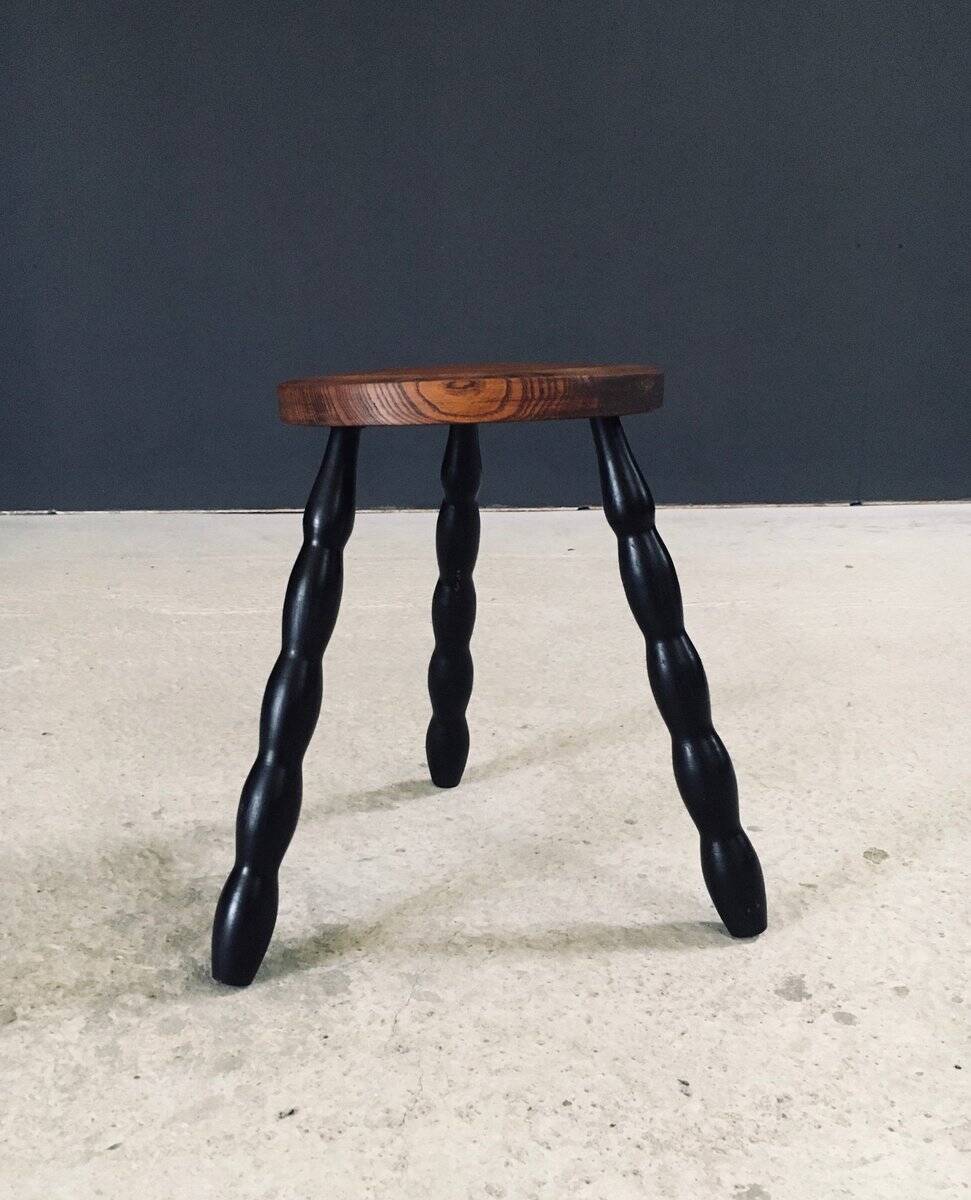 French Bobbin Tripod Stool, 1940s