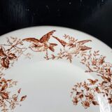 Set of Five Antique French Ceramic Plates with Birds and Flowers - Longwy - late XIX century