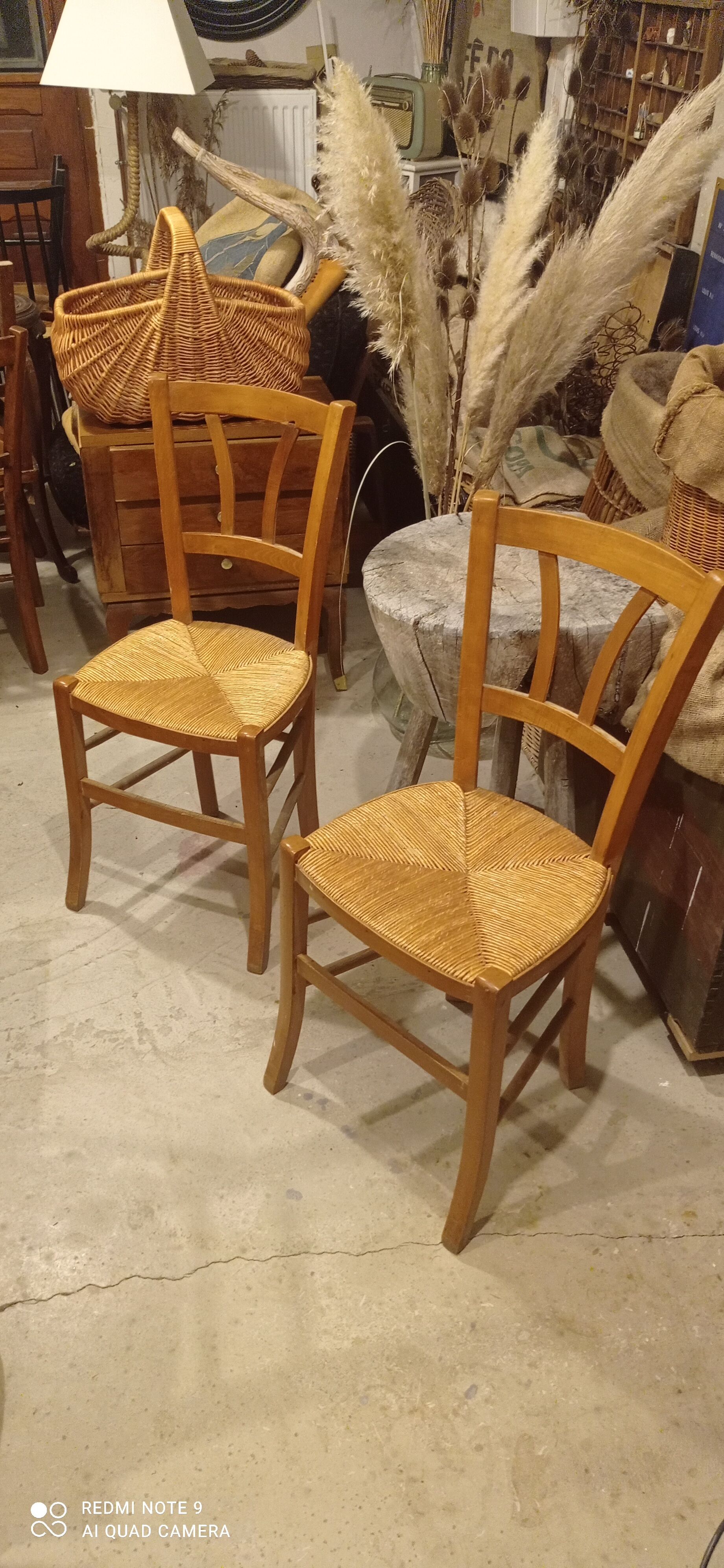 Pair of antique mulched bistro chairs