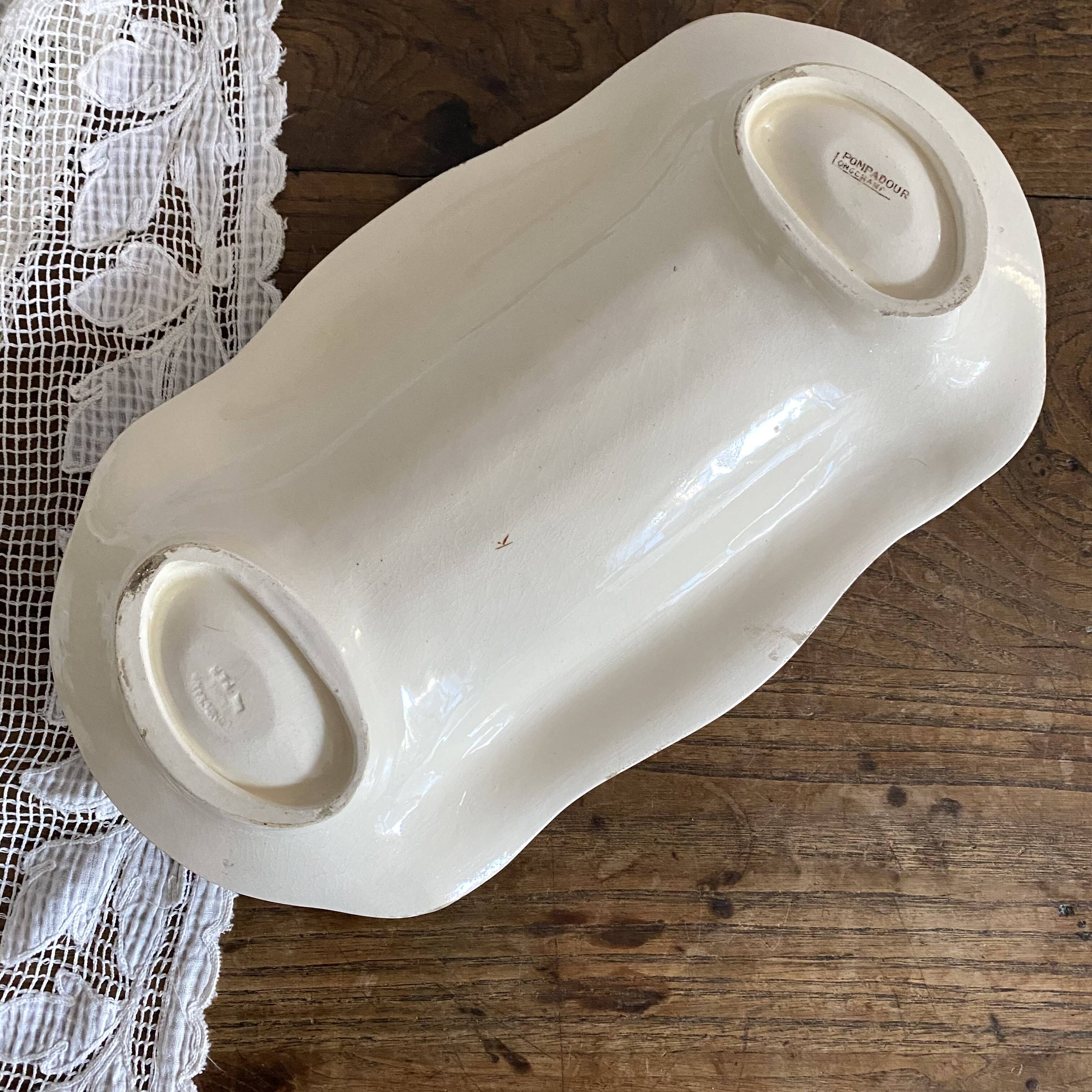 Longchamp asparagus dish in ironstone and slipware, 1900