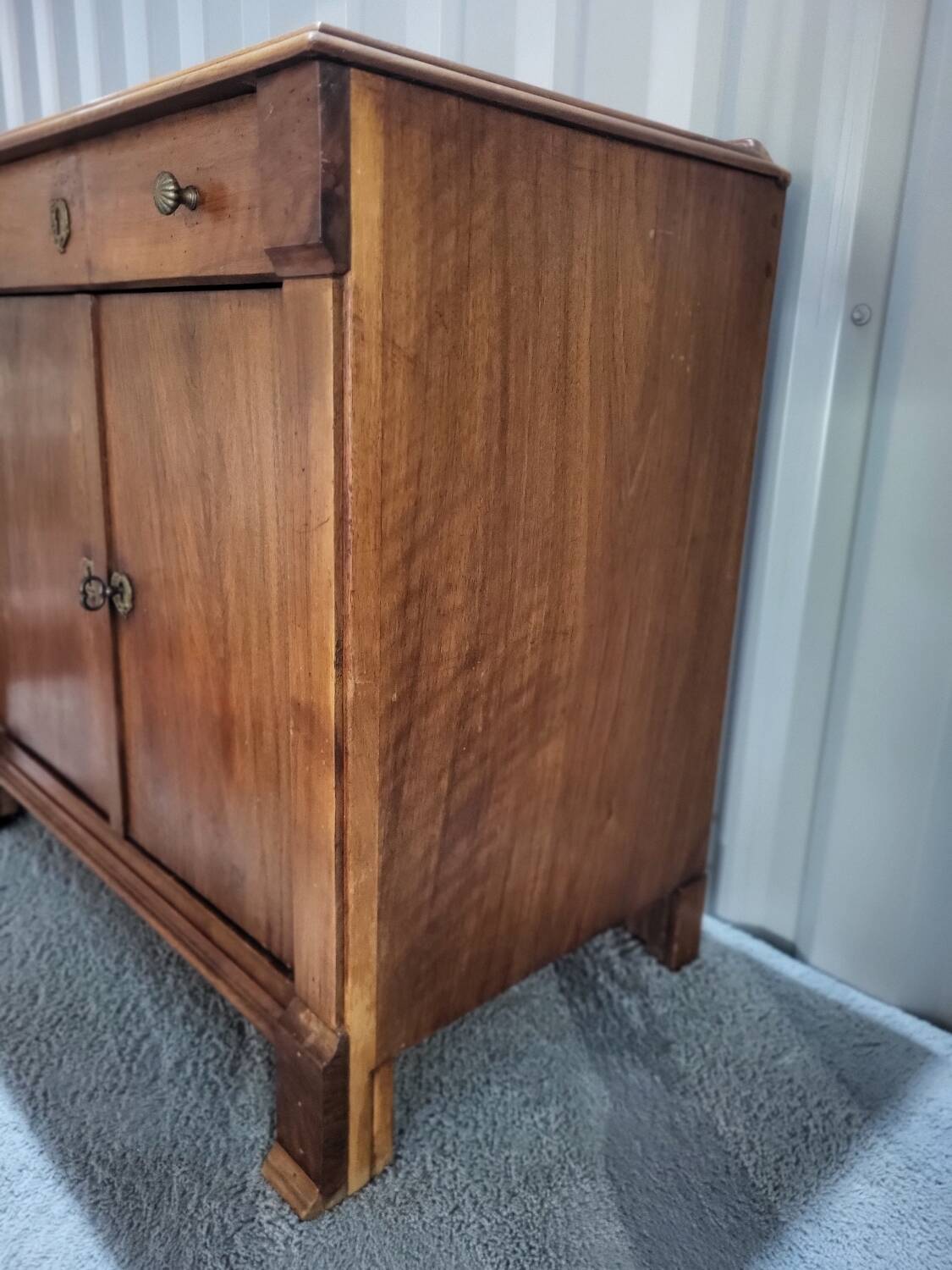 Directoire style sideboard with trompe l'oeil drawer in solid wood