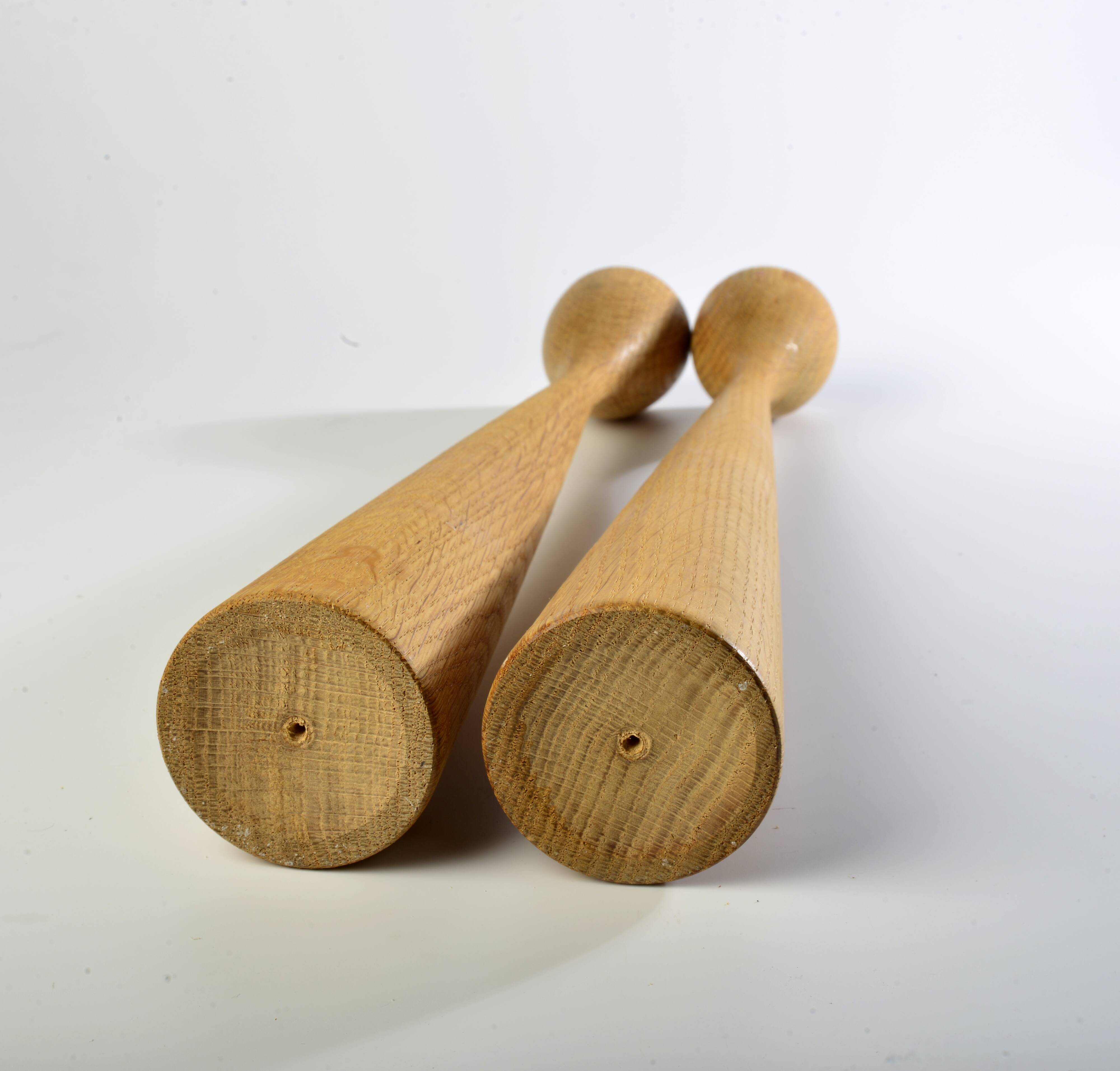 Pair of teak candle holders
