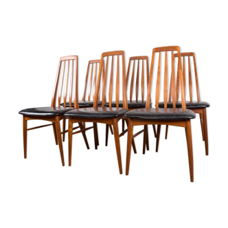 Suite of 6 danish chairs model "eva" of designer Niels Koefoed 1960