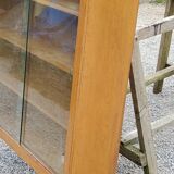 Wall display case from the 50s in solid blond oak
