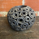 Vintage Design Black Ceramic Ball Vase #D654