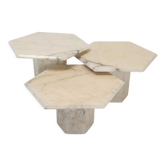 Set de 3 tables d’appoint italiennes en marbre de Carrare, années 1980
