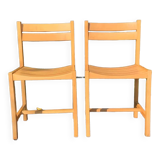 Solid beech chair by André Sornay