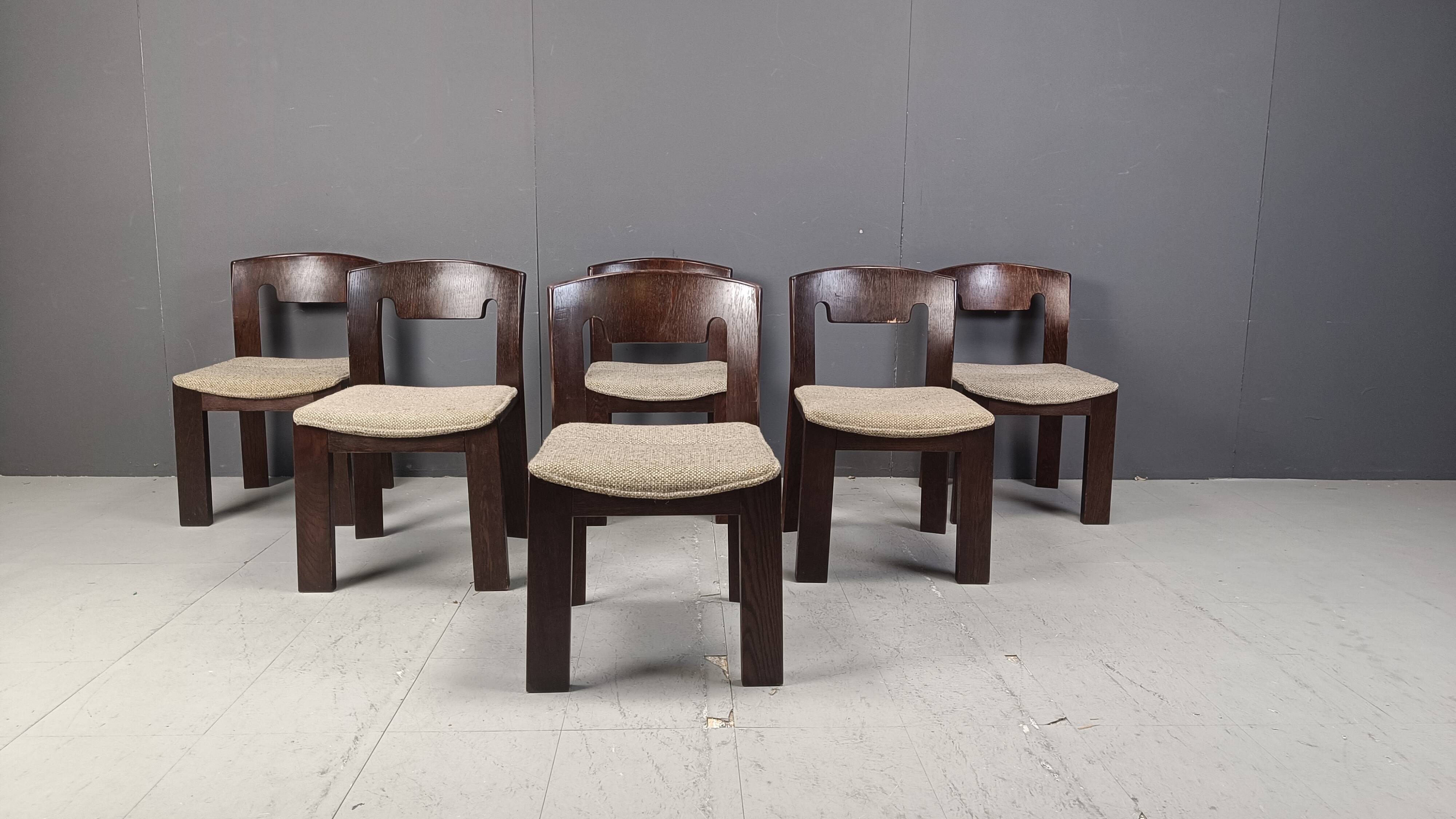 Vintage Brutalist Dining Chairs, Set of 6 - 1970s