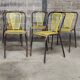 Six chaises en métal perforé seducta René Malaval