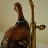 Ceramic duck table lamp and vintage adjustable brass
