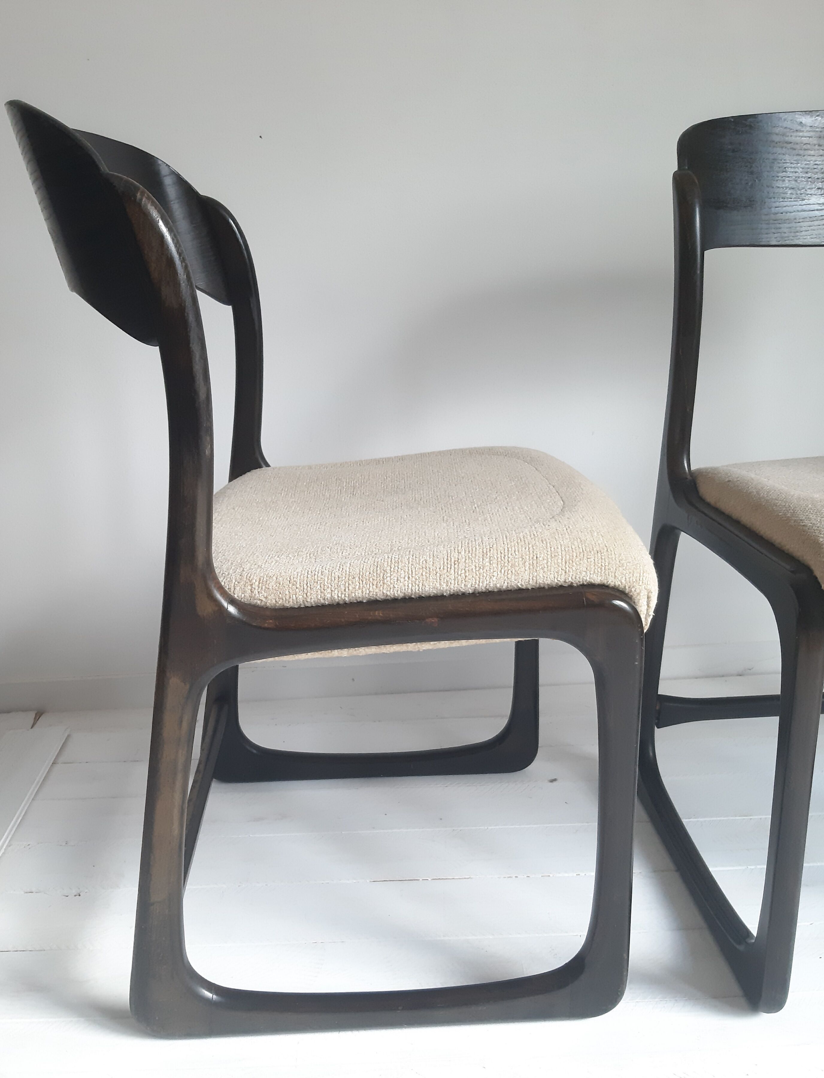 Duo of sleigh chairs