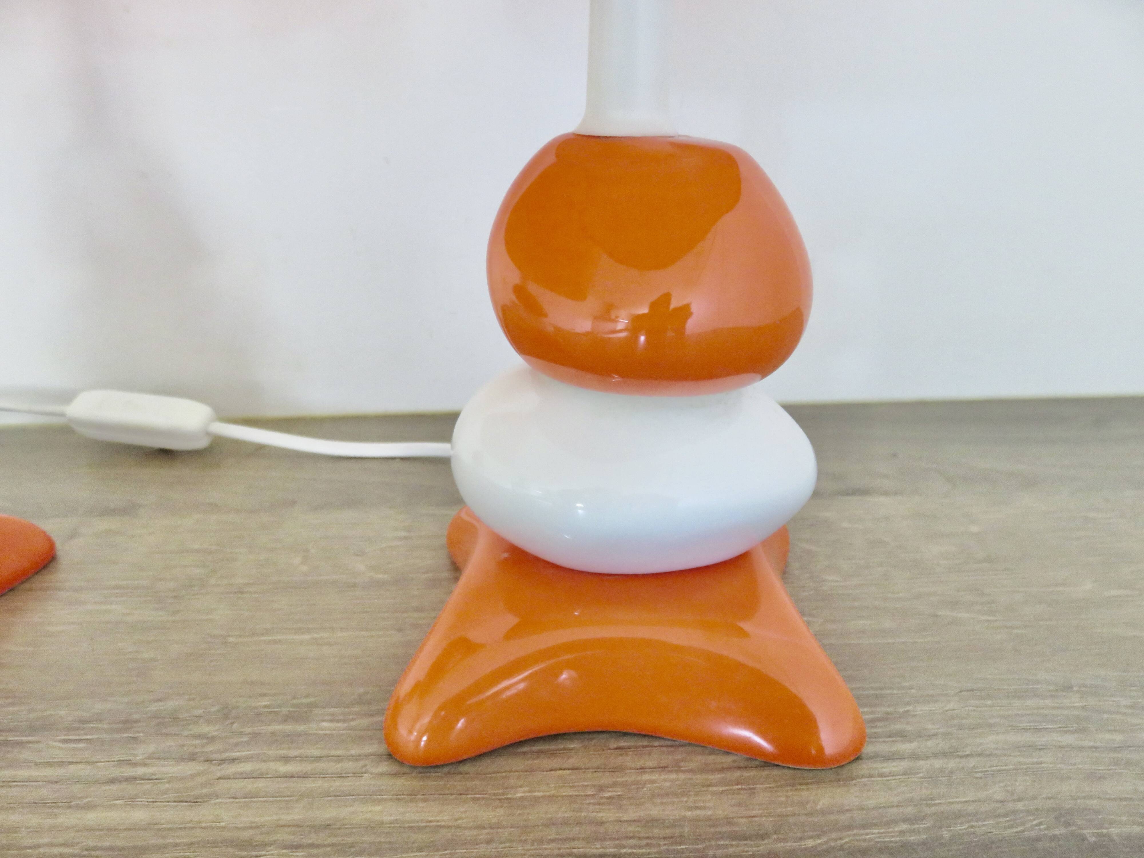 Pair of ceramic bedside lamps, 70s 80s design, vintage.