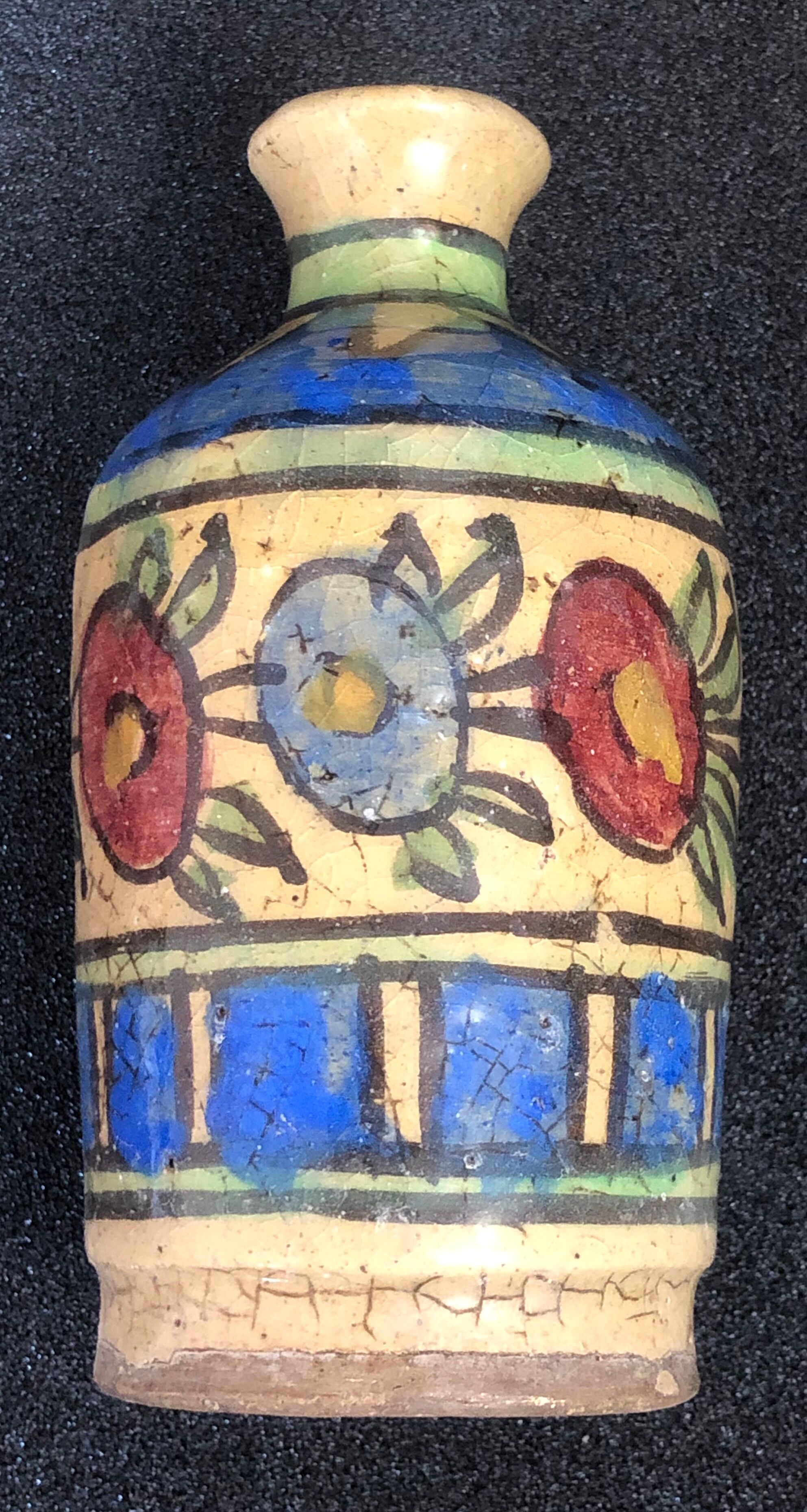 Turkey Iznik Nicaea silica ceramic bottle floral decoration 19th