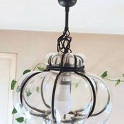 Vintage Venetian cage pendant light in blown Murano glass, 1950/1970