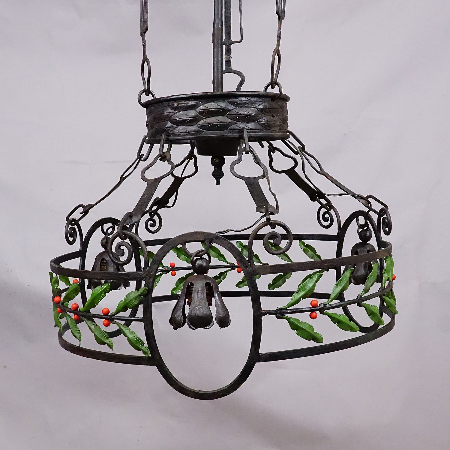 Antique wrought iron chandelier, Germany circa 1900