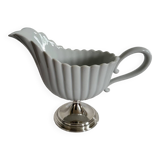 Porcelain and silver-plated gravy boat