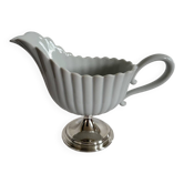 Saucière en porcelaine et en métal argenté