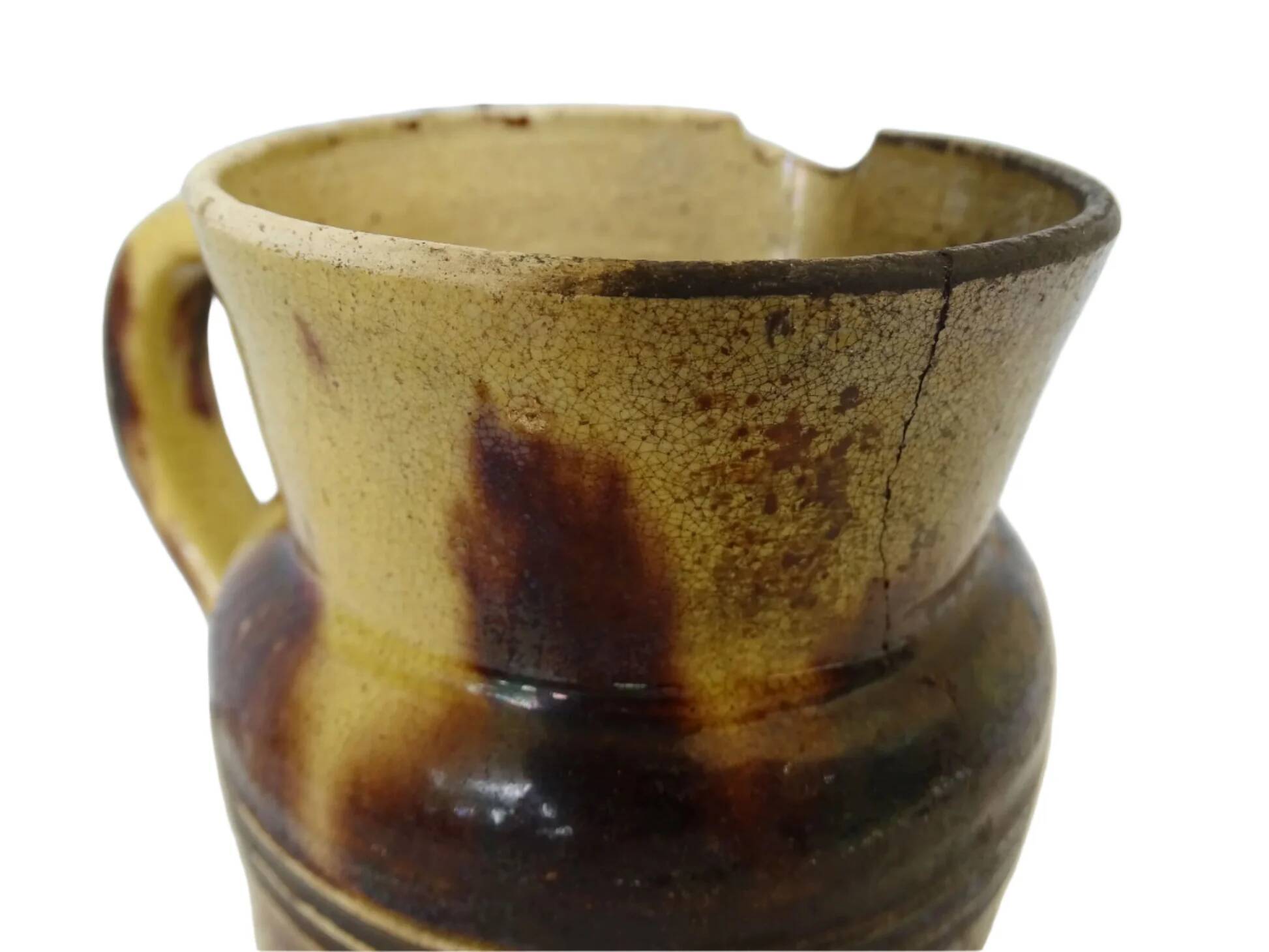 Pichet en poterie antique française de Dieulefit