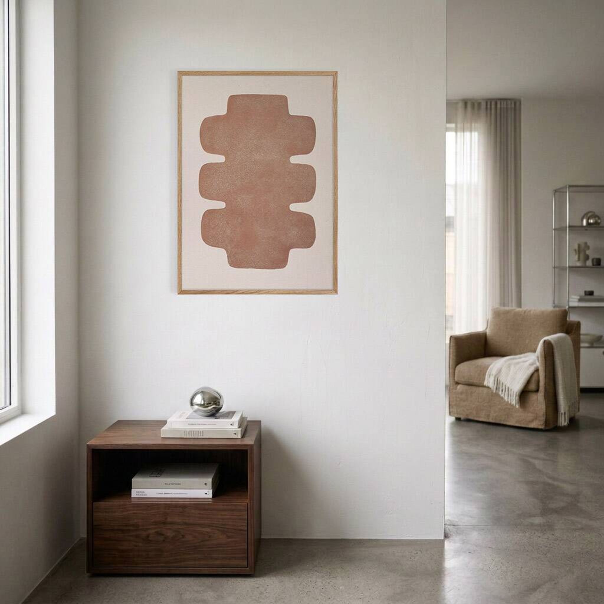 Peinture sur papier terracotta signée Eawy