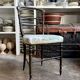 Napoleon III chair in blackened wood and green toile de Jouy.
