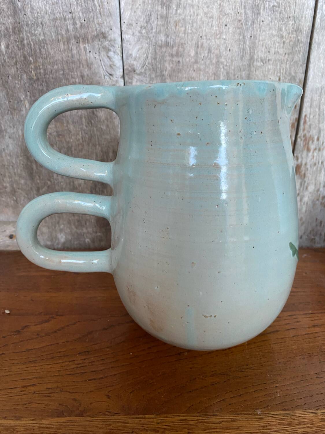 Pitcher la facoterie ceramic blei irise double handle vintage design