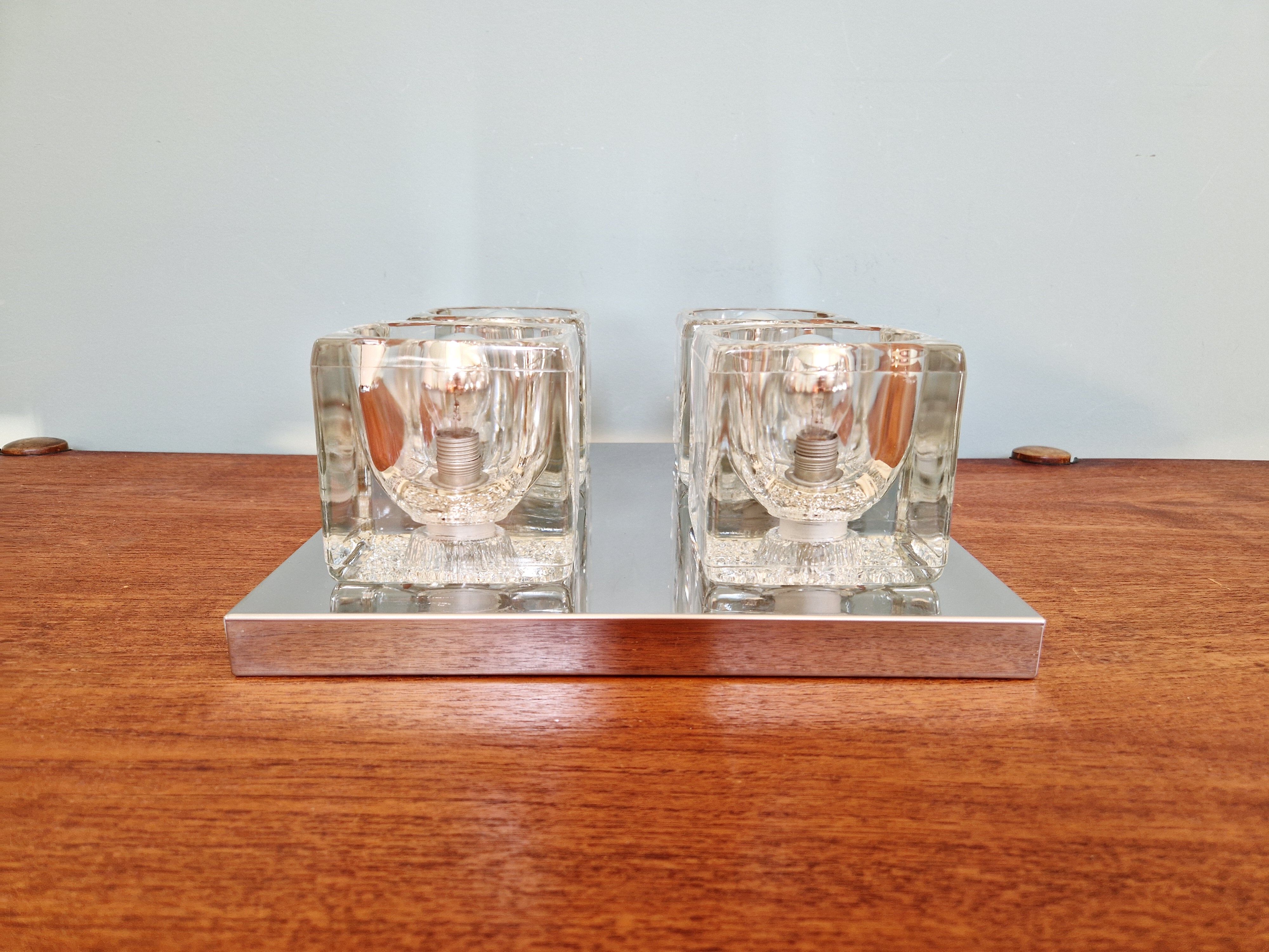 Square ceiling light/wall light Ice Cube, Peill & Putzler, 1970