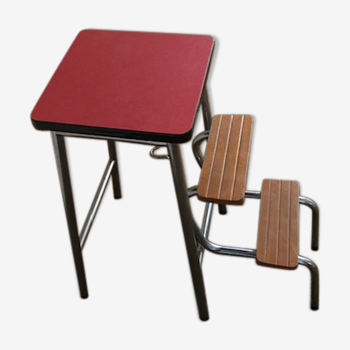 Tabouret escabeau formica rouge