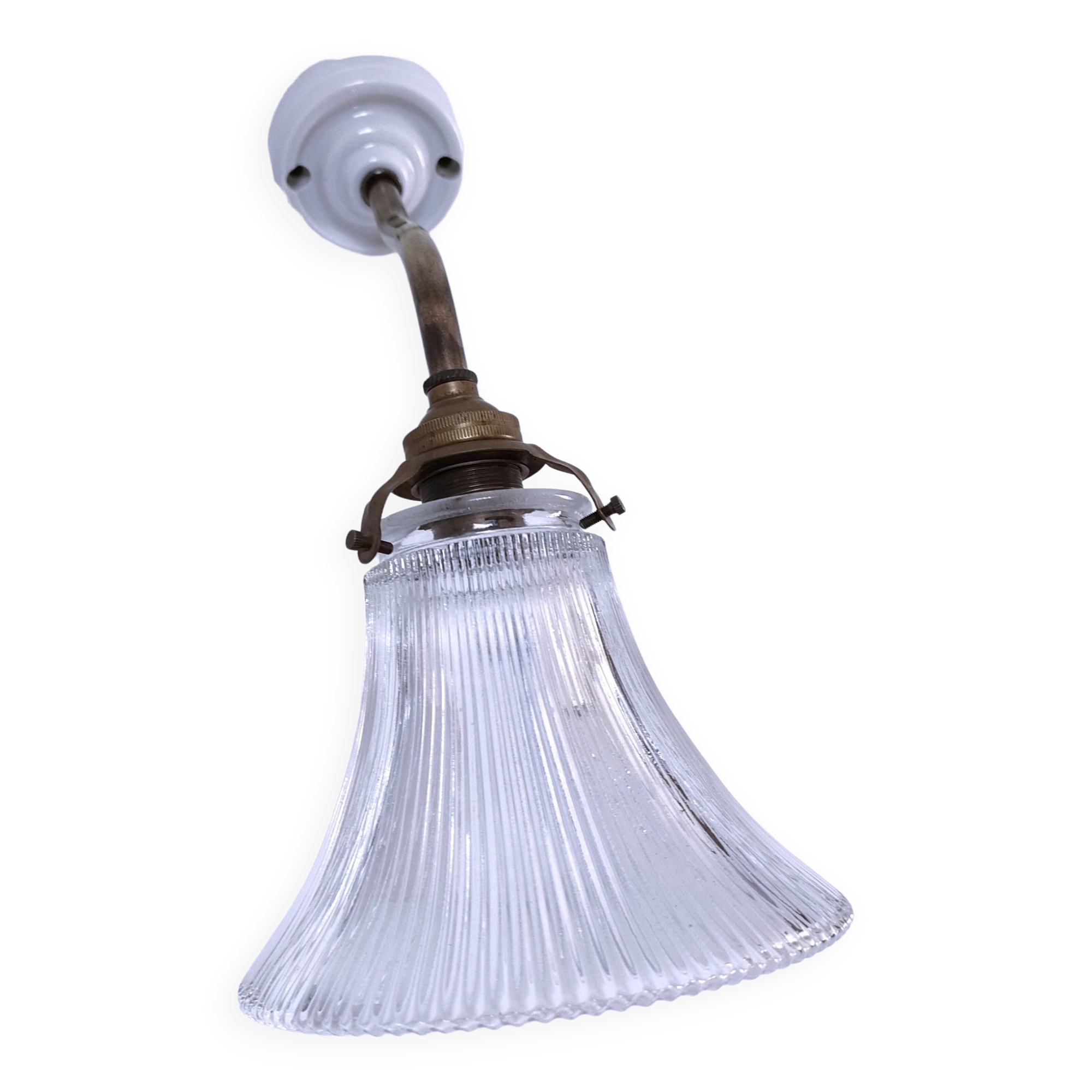 Brass porcelain glass wall light 1900