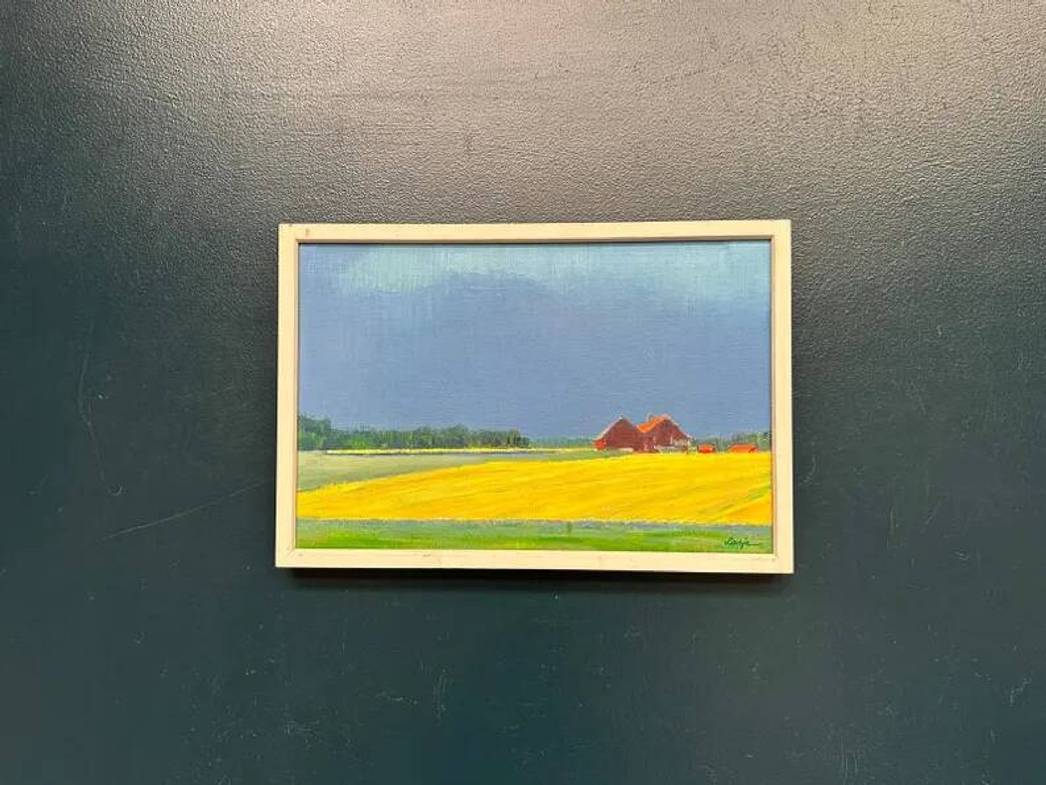 Original Swedish Oil on Canvas – "Approaching Storm" by Astrid Larje – Signed – Vintage and Framed – 43 × 30 cm (16.9" × 11.8")