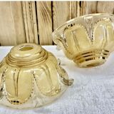 Wall lamp double fires copper metal art deco glassware ezan opalescent gilded