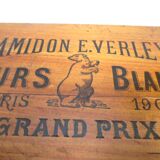 Boite en bois publicitaire amidon ours blanc