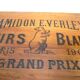 Wooden box advertising white bear starch