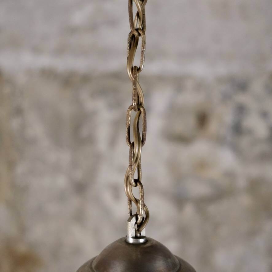 Mid-century crackle glass lantern with checkered pattern, France