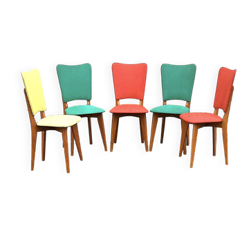Lot de 5 chaises + 1 gratuite Années 60