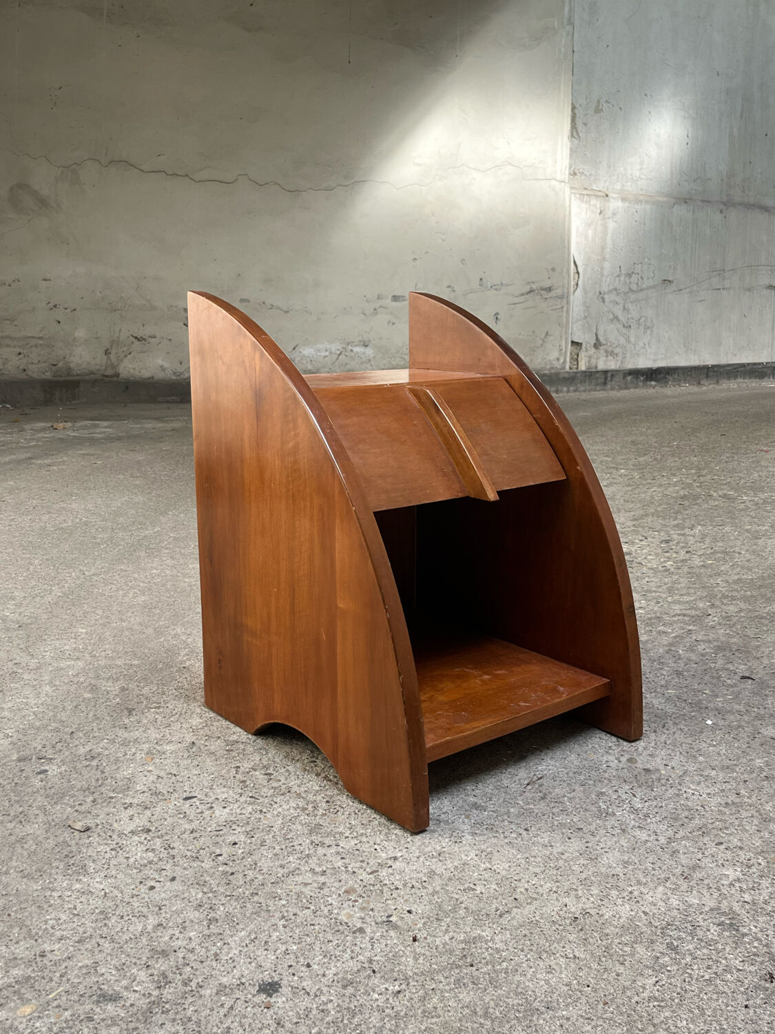 Futuristic wood bedside table 1960