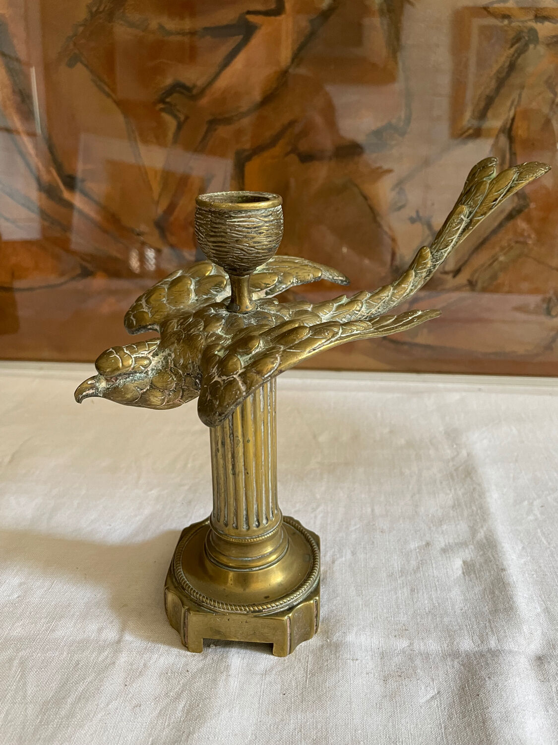 Bronze bird candle holder