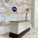 Bank counter furniture in patinated wood, circa 1900