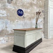 Bank counter furniture in patinated wood, circa 1900