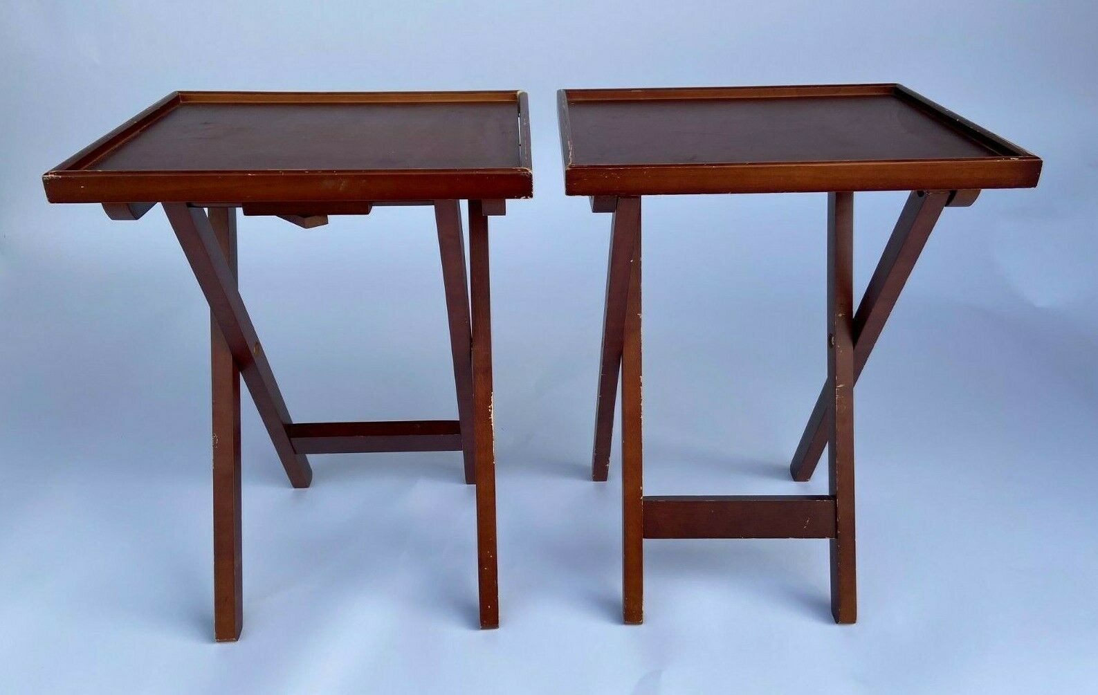 Pair of small wooden folding tables 1970