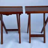 Pair of small wooden folding tables 1970